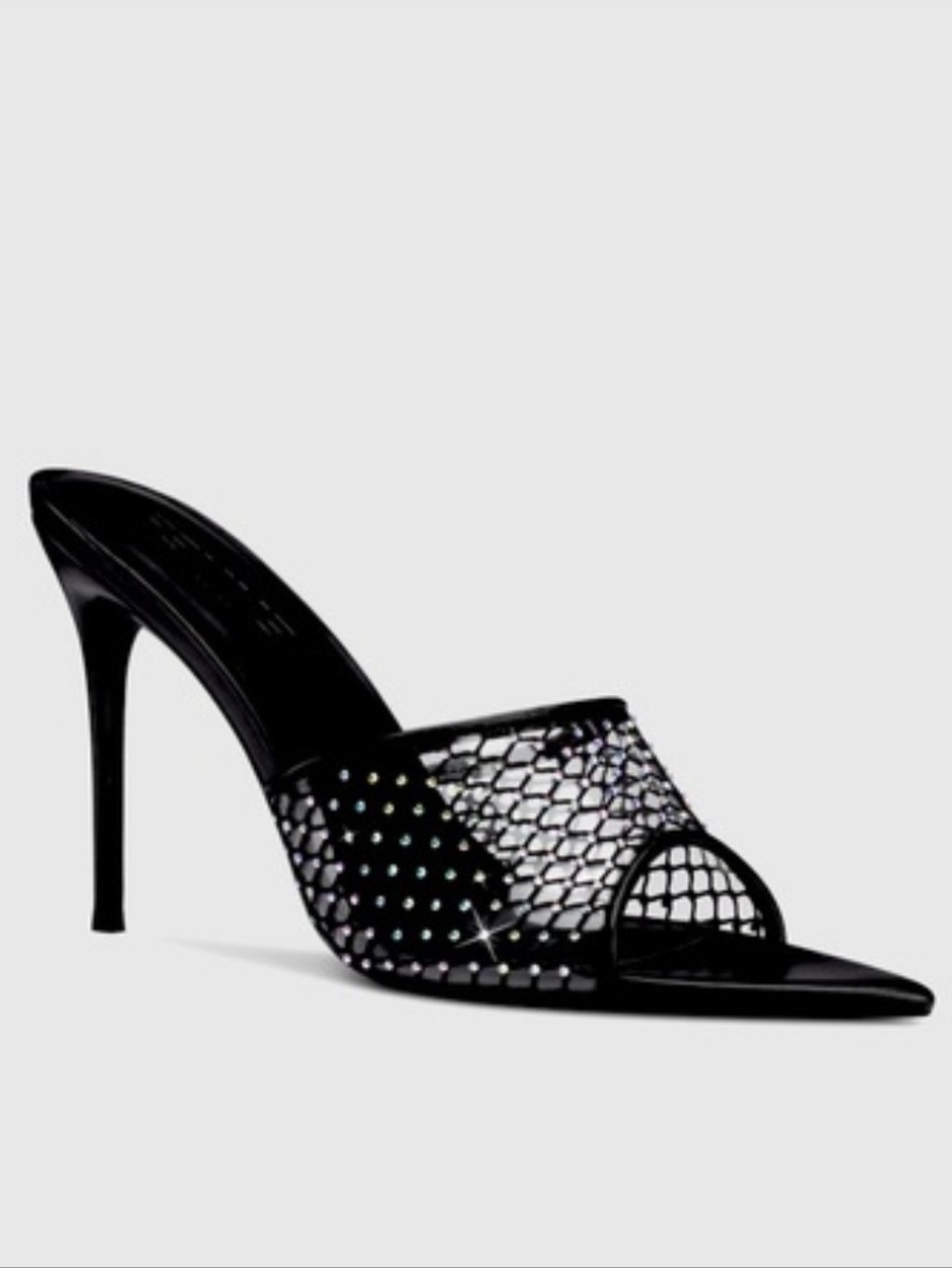 Femme The Verona Black Mesh Crystal Stiletto Slide Heels Size 37